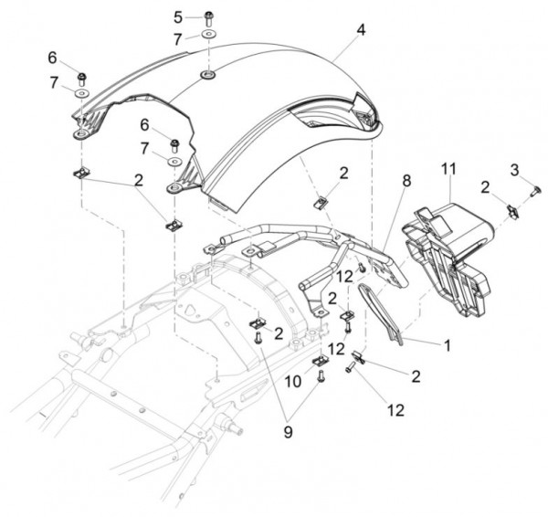 Fahrgestell Kotflügel hinten - Moto-Guzzi Audace 1400ccm 4T 8V AC 2015- ZGULC000