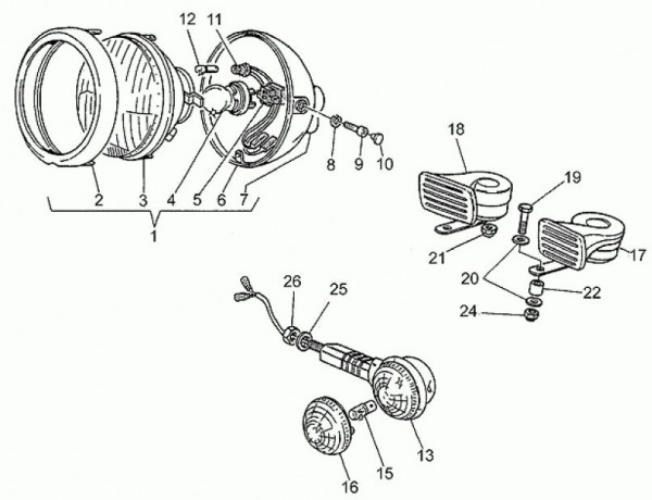 Elektrische Anlage Scheinwerfer - Moto-Guzzi S 1000ccm 4T AC 1991- ZGUVV