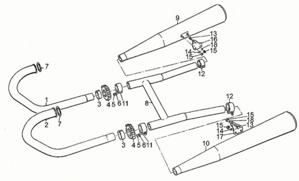 Motor Auspuff - Moto-Guzzi 850 T5 850ccm 4T AC 1987- ZGUVR