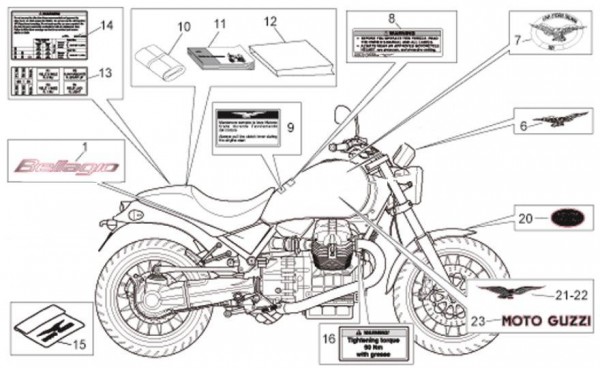 Fahrgestell Dekore - Moto-Guzzi Bellagio 940ccm 4T 2V AC 2009- ZGULYA00