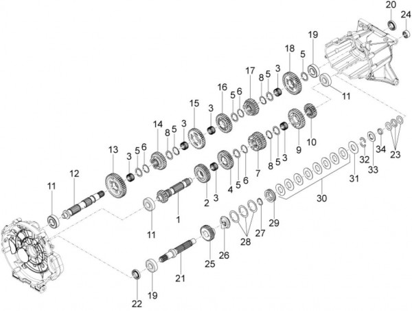 Motor Schaltgetriebe - Moto-Guzzi Audace 1400ccm 4T 8V AC 2015- ZGULC000