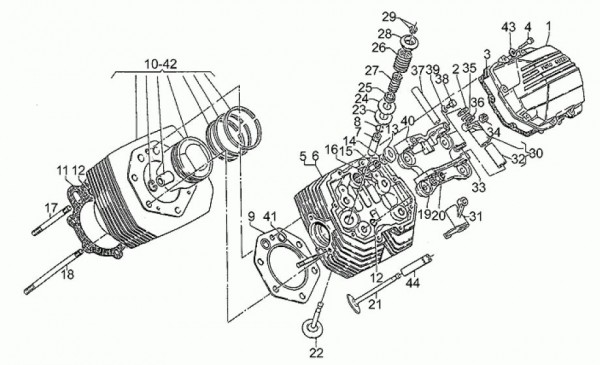 Motor Zylinder - Moto-Guzzi S 1000ccm 4T AC 1993- ZGUVV