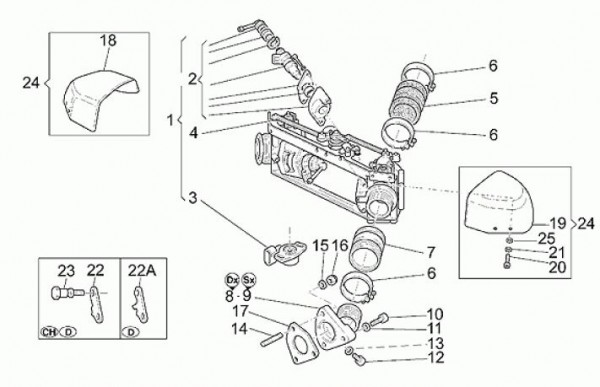 Motor Drosselklappengehäuse - Moto-Guzzi California 1100ccm 4T AC 2000- ZGUKDB3