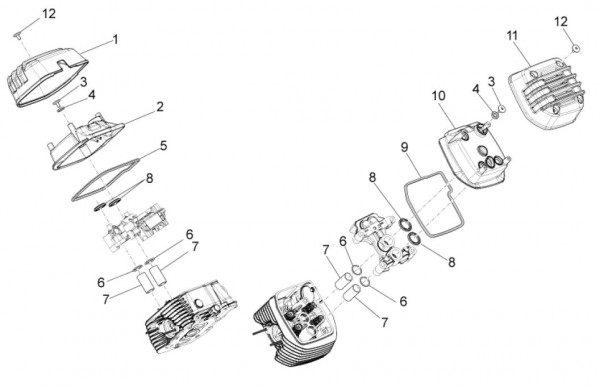 Motor Zylinderkopfabdeckungen - Moto-Guzzi Audace 1400ccm 4T 8V AC 2016- ZGULC000