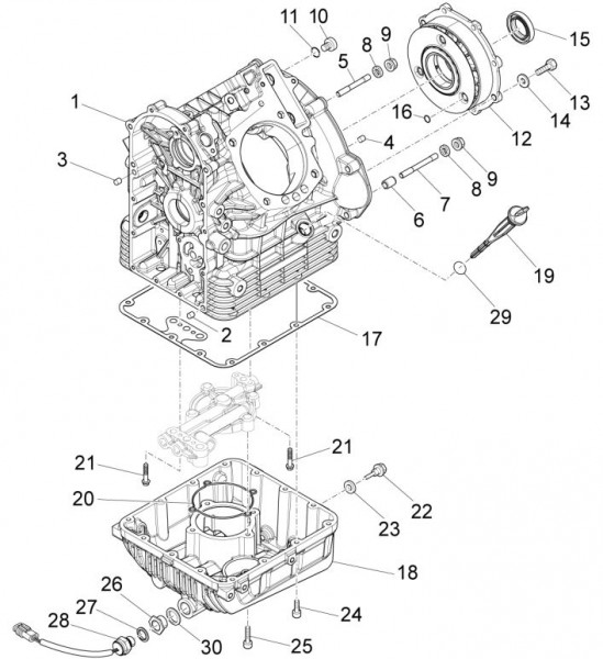 Motor Kurbelgehäuse - Moto-Guzzi Audace 1400ccm 4T 8V AC 2016- ZGULC000