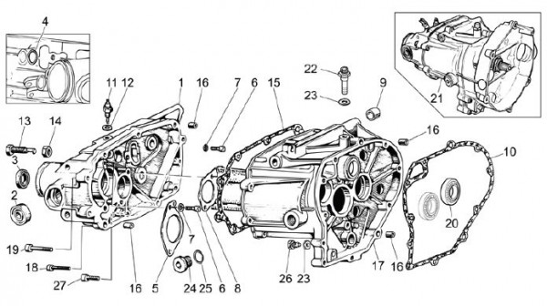 Motor Getriebegehäuse - Moto-Guzzi Breva 750ccm 4T AC 2005- ZGULL