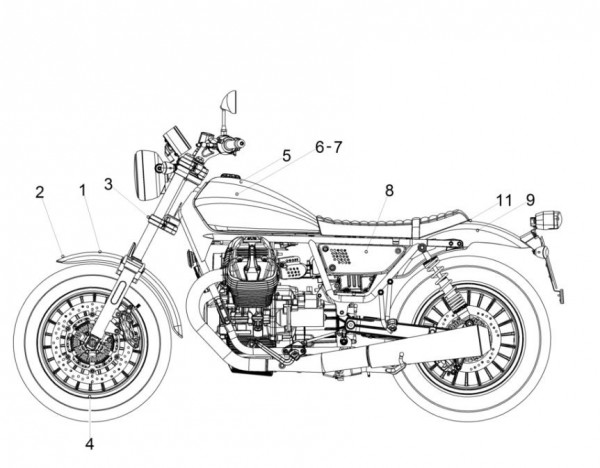 Fahrgestell Dekore - Moto-Guzzi V 9 850ccm 4T 4V AC 2016- ZGULHA00