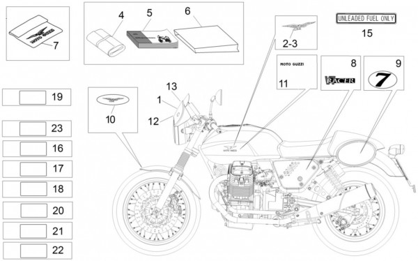 Fahrgestell Dekore - Moto-Guzzi V 7 750ccm 4T 4V AC 2015- ZGULWV01