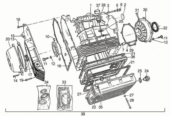 Motor Motor - Moto-Guzzi 850 T5 850ccm 4T AC 1986- ZGUVR