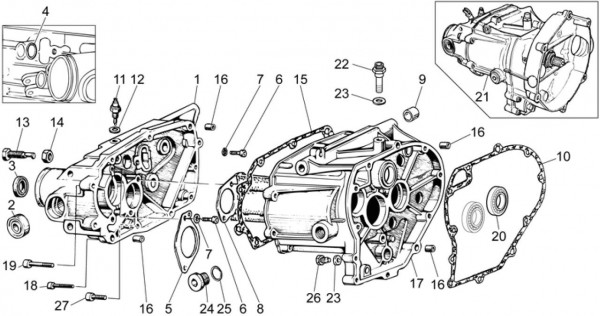 Motor Getriebegehäuse - Moto-Guzzi V 7 750ccm 4T 4V AC 2015- ZGULWV01