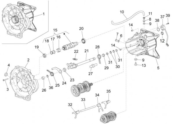 Motor Schaltgetriebe - Moto-Guzzi Audace 1400ccm 4T 8V AC 2016- ZGULC000