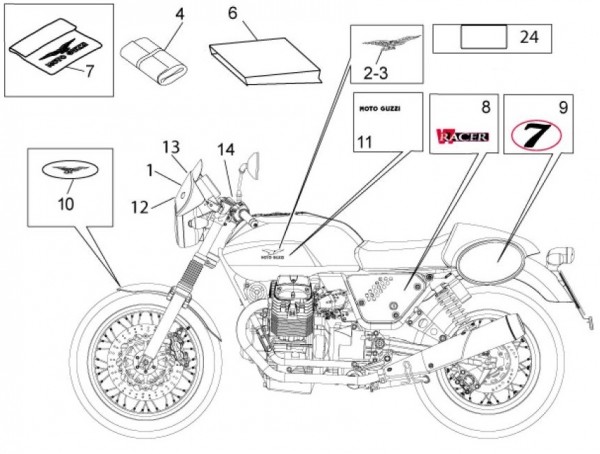 Fahrgestell Dekore - Moto-Guzzi V 7 750ccm 4T 4V AC 2013- ZGULWV00