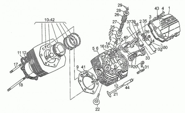 Motor Zylinder - Moto-Guzzi S 1000ccm 4T AC 1991- ZGUVV