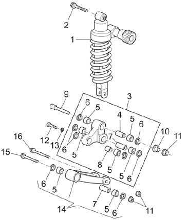 Radaufhängung Stoßdämpfer hinten - Moto-Guzzi Breva 850ccm 4T AC 2006- ZGULPB