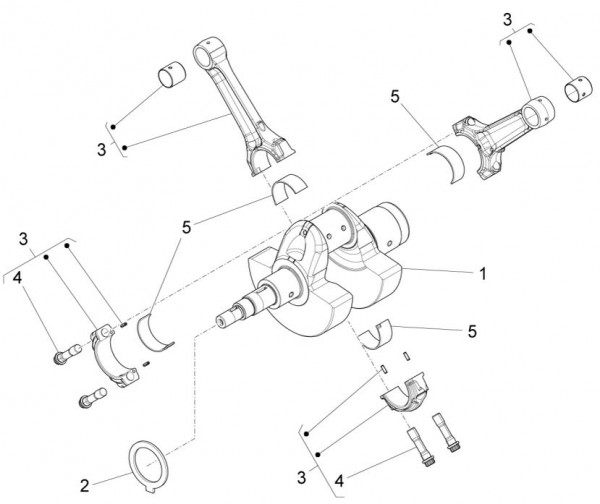 Motor Kurbelwelle - Moto-Guzzi Audace 1400ccm 4T 8V AC 2015- ZGULC000