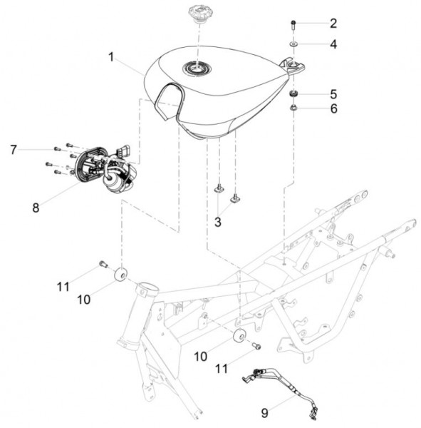 Fahrgestell Benzintank - Moto-Guzzi V 9 850ccm 4T 4V AC 2016- ZGULH000