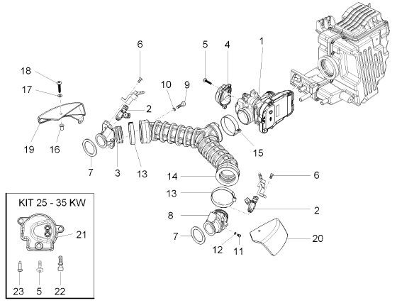 Motor Drosselklappengehäuse - Moto-Guzzi V 7 750ccm 4T 4V AC 2013- ZGULWG01