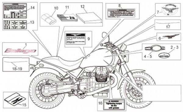 Fahrgestell Dekore - Moto-Guzzi Bellagio 940ccm 4T 2V AC 2008- ZGULYA00