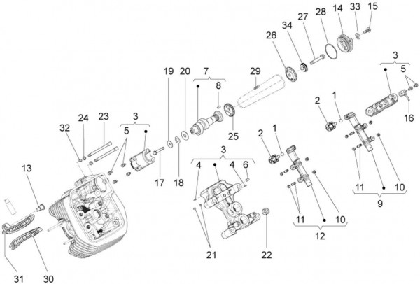 Motor Zylindersteuerung links - Moto-Guzzi Audace 1400ccm 4T 8V AC 2015- ZGULC000