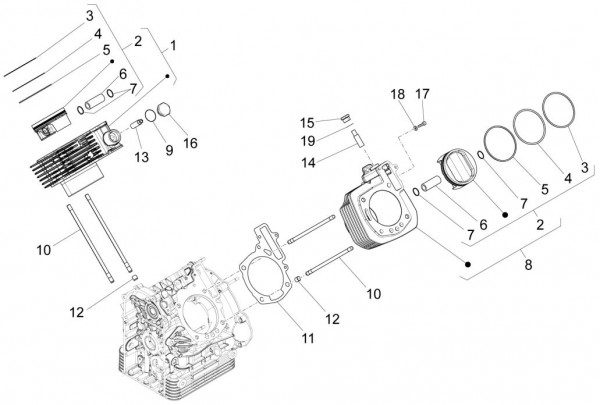 Motor Zylinder - Moto-Guzzi Audace 1400ccm 4T 8V AC 2016- ZGULC000