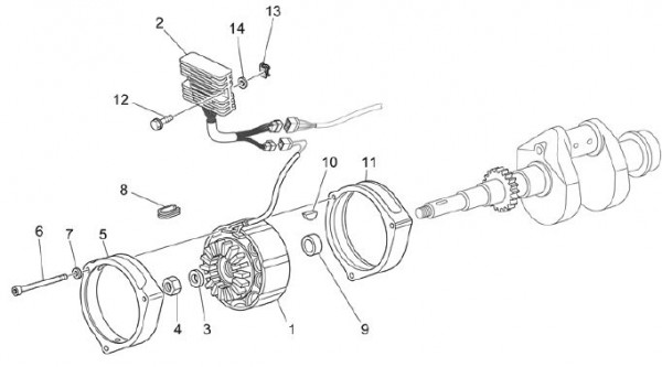 Motor Lichtmaschine - Moto-Guzzi V 7 750ccm 4T 4V AC 2013- ZGULWG01