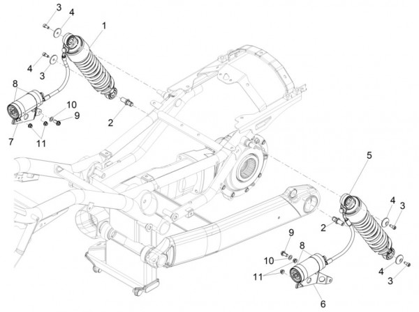 Radaufhängung Stoßdämpfer hinten - Moto-Guzzi Audace 1400ccm 4T 8V AC 2016- ZGULC000
