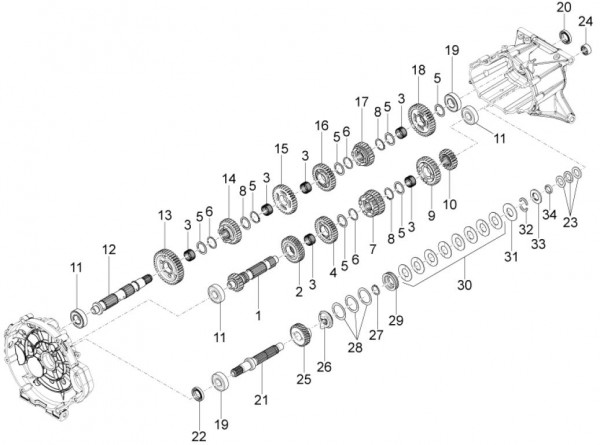 Motor Schaltgetriebe II - Moto-Guzzi Audace 1400ccm 4T 8V AC 2016- ZGULC000