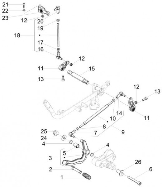 Motor Schalthebel - Moto-Guzzi V 9 850ccm 4T 4V AC 2016- ZGULHA00
