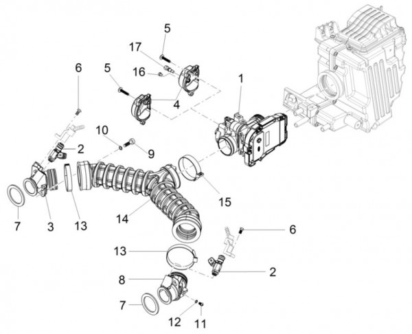 Motor Drosselklappengehäuse - Moto-Guzzi V 7 750ccm 4T 4V AC 2014- ZGULWV00