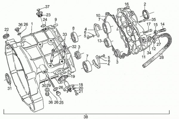 Motor Getriebegehäuse - Moto-Guzzi S 1000ccm 4T AC 1992- ZGUVV
