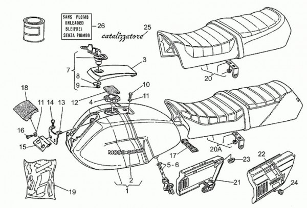Fahrgestell Benzintank - Moto-Guzzi S 1000ccm 4T AC 1992- ZGUVV