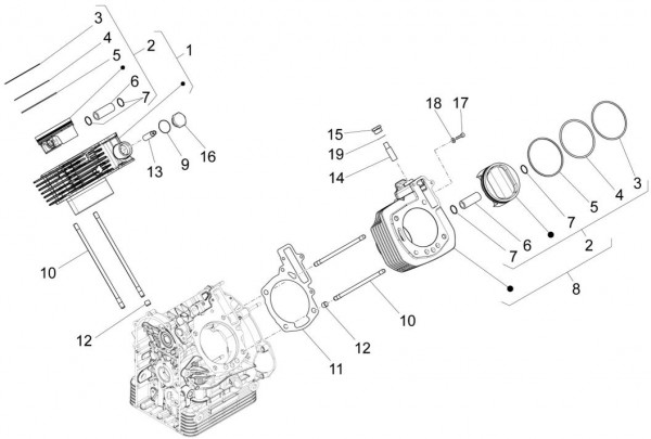 Motor Zylinder - Moto-Guzzi Audace 1400ccm 4T 8V AC 2015- ZGULC000