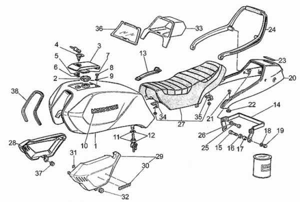 Fahrgestell Sitz - Moto-Guzzi 850 T5 850ccm 4T AC 1987- ZGUVR