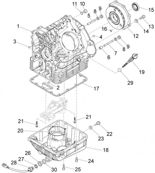 Motor Kurbelgehäuse - Moto-Guzzi Audace 1400ccm 4T 8V AC 2015- ZGULC000
