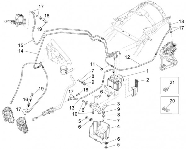 Bowdenzüge Bremsanlage ABS - Moto-Guzzi Audace 1400ccm 4T 8V AC 2016- ZGULC000