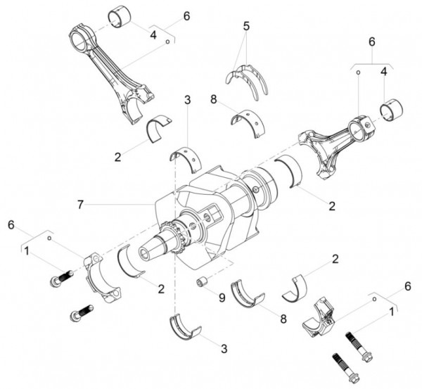 Motor Kurbelwelle - Moto-Guzzi V 9 850ccm 4T 4V AC 2016- ZGULHA00
