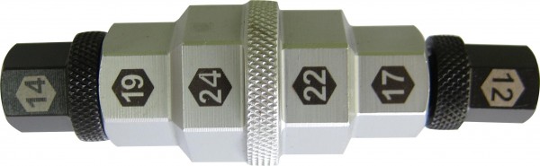 Buzzetti Multitool, Ein- Ausbauhilfe für Vorderradachse, 12-14-17-19-22-24 mm
