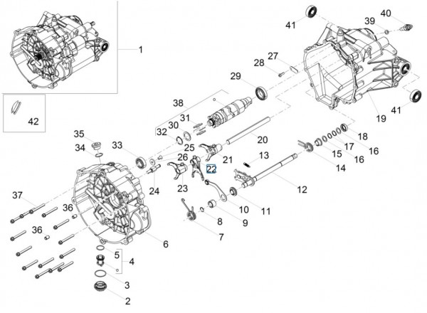 Motor Schaltgetriebe - Moto-Guzzi V 9 850ccm 4T 4V AC 2016- ZGULHA00