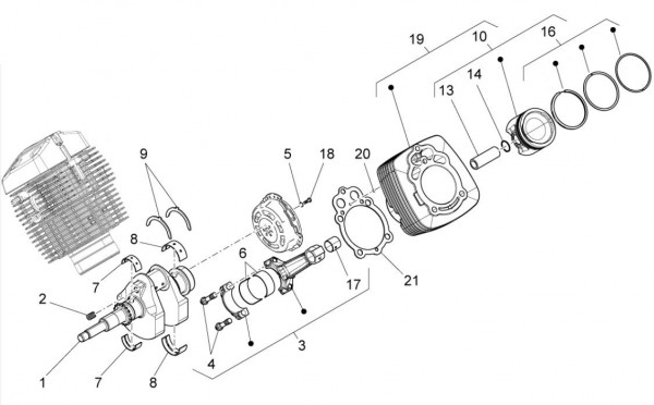 Motor Zylinder - Moto-Guzzi V 7 750ccm 4T 4V AC 2013- ZGULWH02
