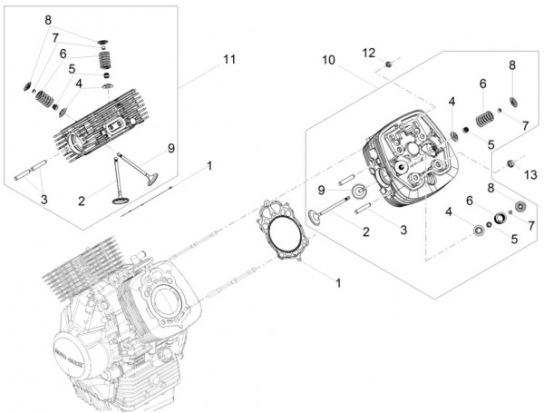 Motor Zylinderkopf - Moto-Guzzi V 9 850ccm 4T 4V AC 2016- ZGULH000