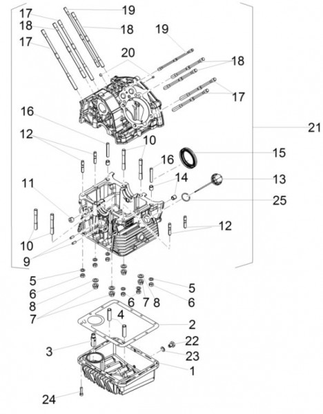 Motor Kurbelgehäuse - Moto-Guzzi V 9 850ccm 4T 4V AC 2016- ZGULH000