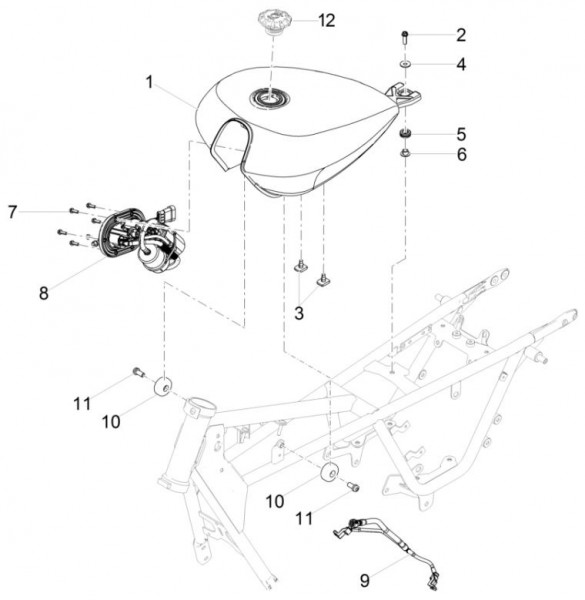 Fahrgestell Benzintank - Moto-Guzzi V 9 850ccm 4T 4V AC 2016- ZGULHA00