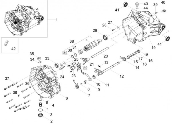 Motor Schaltgetriebe - Moto-Guzzi V 9 850ccm 4T 4V AC 2016- ZGULH000