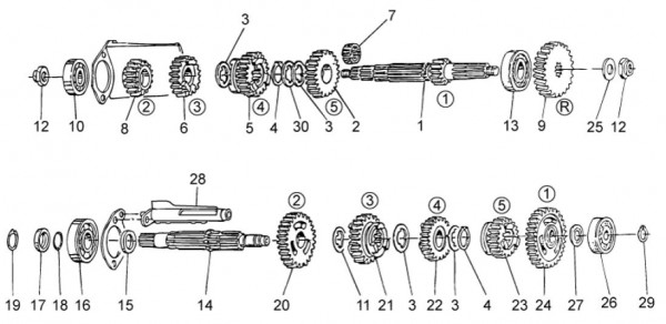 Motor Schaltgetriebe - Moto-Guzzi V 7 750ccm 4T 4V AC 2014- ZGULWV00