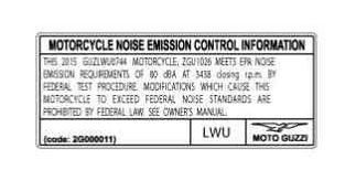 Aufkleber Noise Emission Control, (USA)