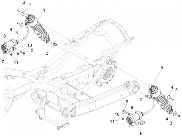 Radaufhängung Stoßdämpfer hinten - Moto-Guzzi Audace 1400ccm 4T 8V AC 2015- ZGULC000