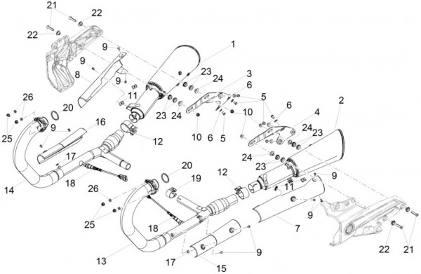 Motor Auspuff - Moto-Guzzi Audace 1400ccm 4T 8V AC 2015- ZGULC000