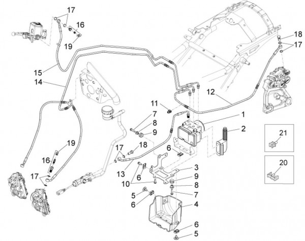Bowdenzüge Bremsanlage ABS - Moto-Guzzi Audace 1400ccm 4T 8V AC 2015- ZGULC000