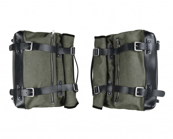 Seitentaschensatz, grün, Canvas für Moto Guzzi V9 Roamber / Bobber / V7 850 2021-