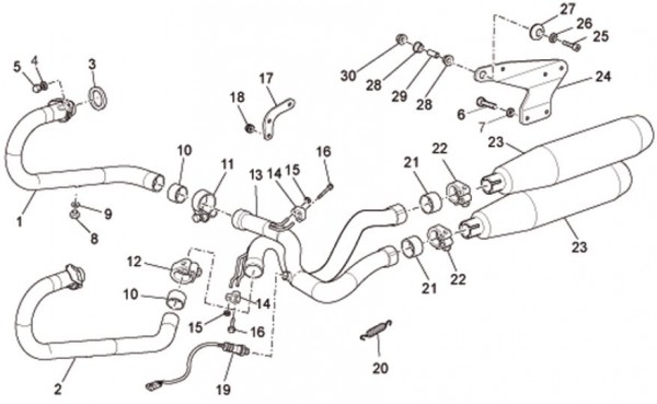 Motor Auspuff - Moto-Guzzi Bellagio 940ccm 4T 2V AC 2008- ZGULYA00